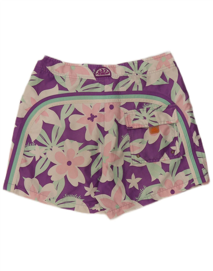 SUNDEK Short de bain pour femme UK 14 Polyester floral violet moyen