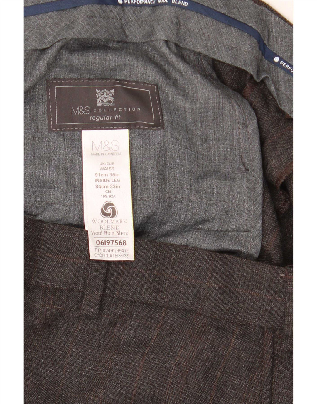 Marks & Spencer Pantalon de costume droit coupe droite pour homme W36 L33 Gris laine