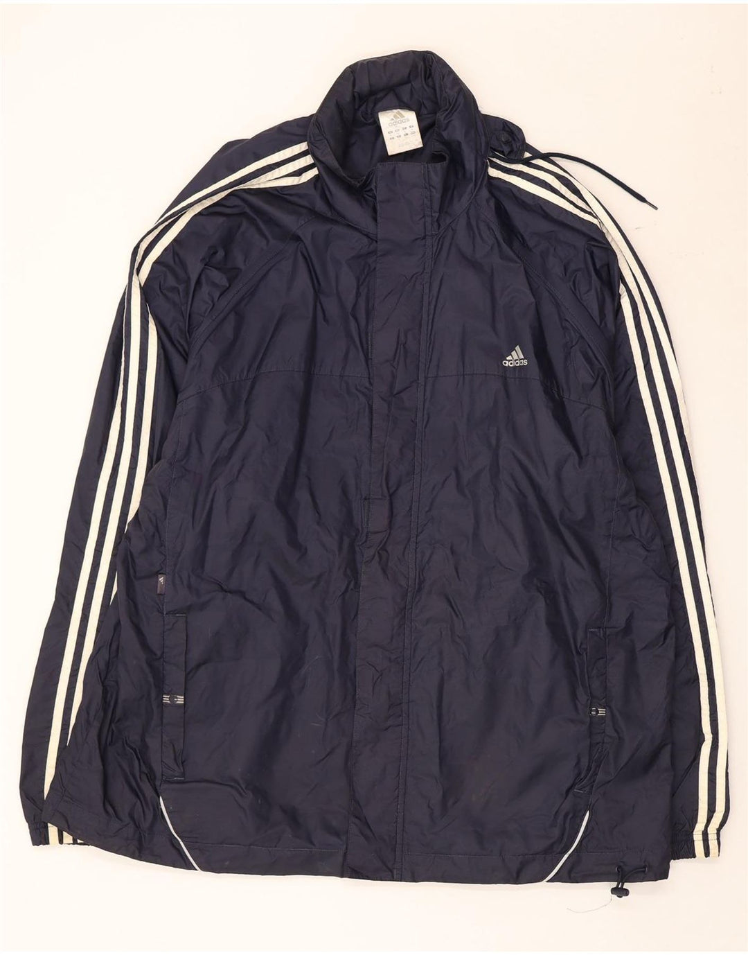 Adidas Veste coupe-vent à capuche pour homme UK 42 XL Bleu marine Polyester