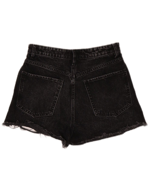 Zara Short en jean taille haute pour femme, jambe large, EU 36 XS W26, coton noir