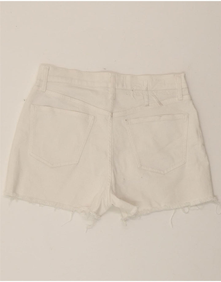 CALVIN KLEIN Femme Short En Jean W30 Coton Blanc Moyen