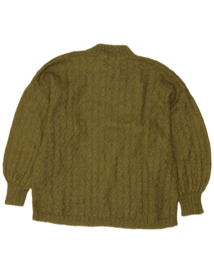 vintage Womens Turtle Neck Jumper Pull UK 14 Grand Kaki