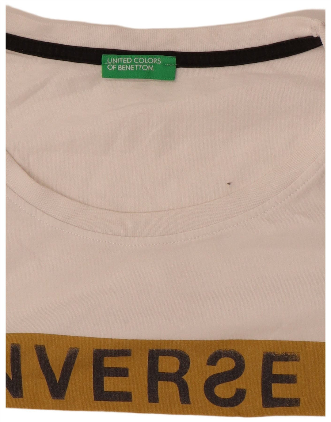 Benetton T-Shirt Graphique Homme Blanc Moyen