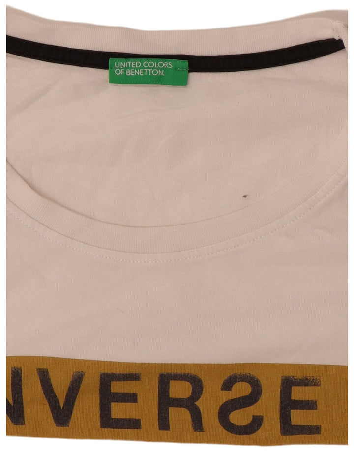 Benetton T-Shirt Graphique Homme Blanc Moyen