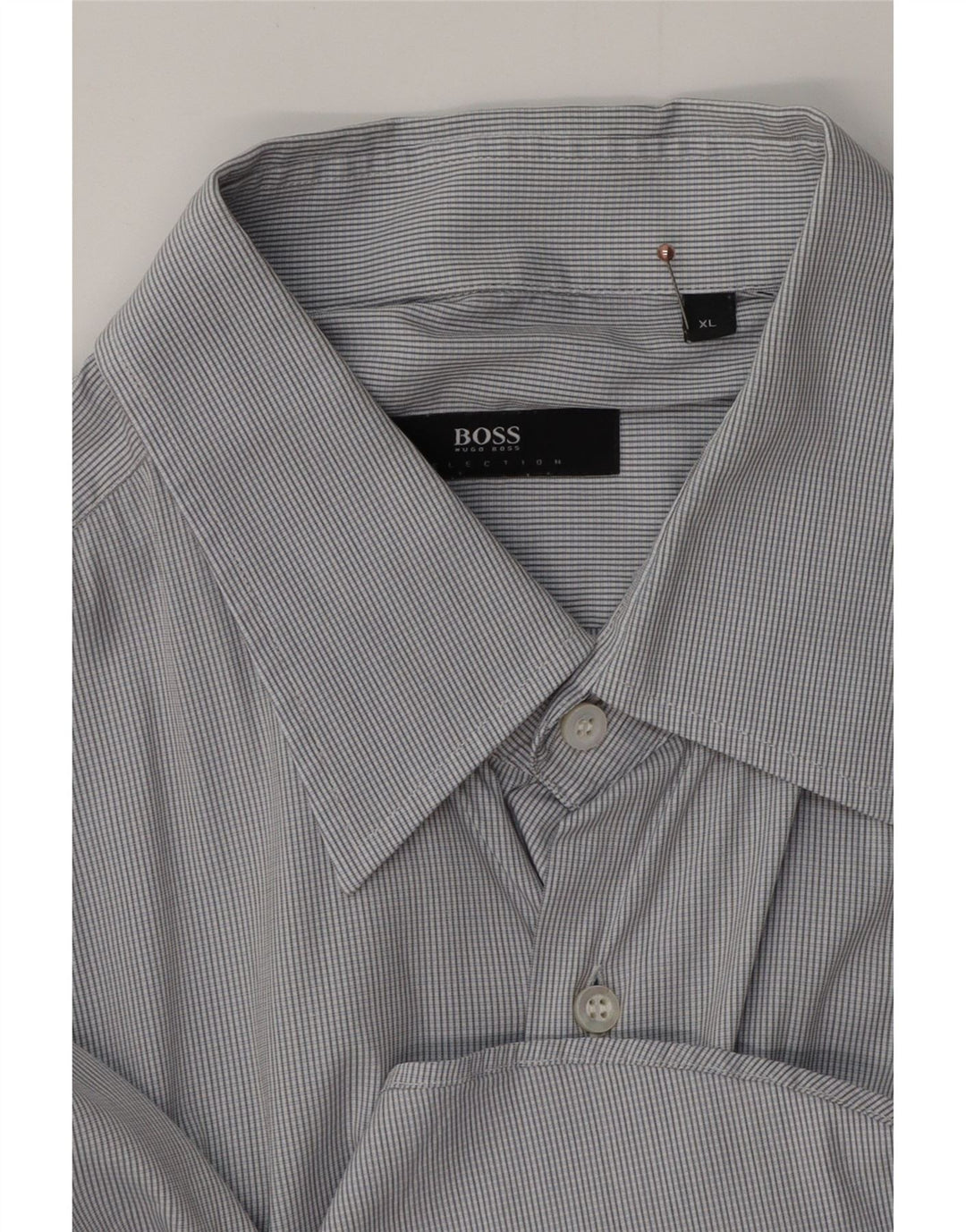HUGO BOSS Chemise Homme XL Gris Carreaux Coton