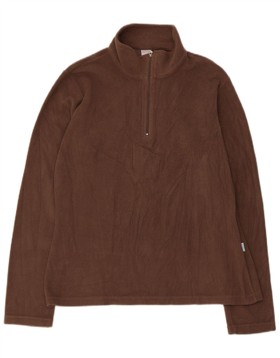 Brugi Pull polaire à col zippé pour femme UK 14 Large Marron Polyester