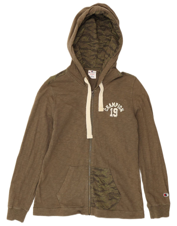 Champion Pull à capuche zippé pour femme UK 14 Grand coton camouflage kaki