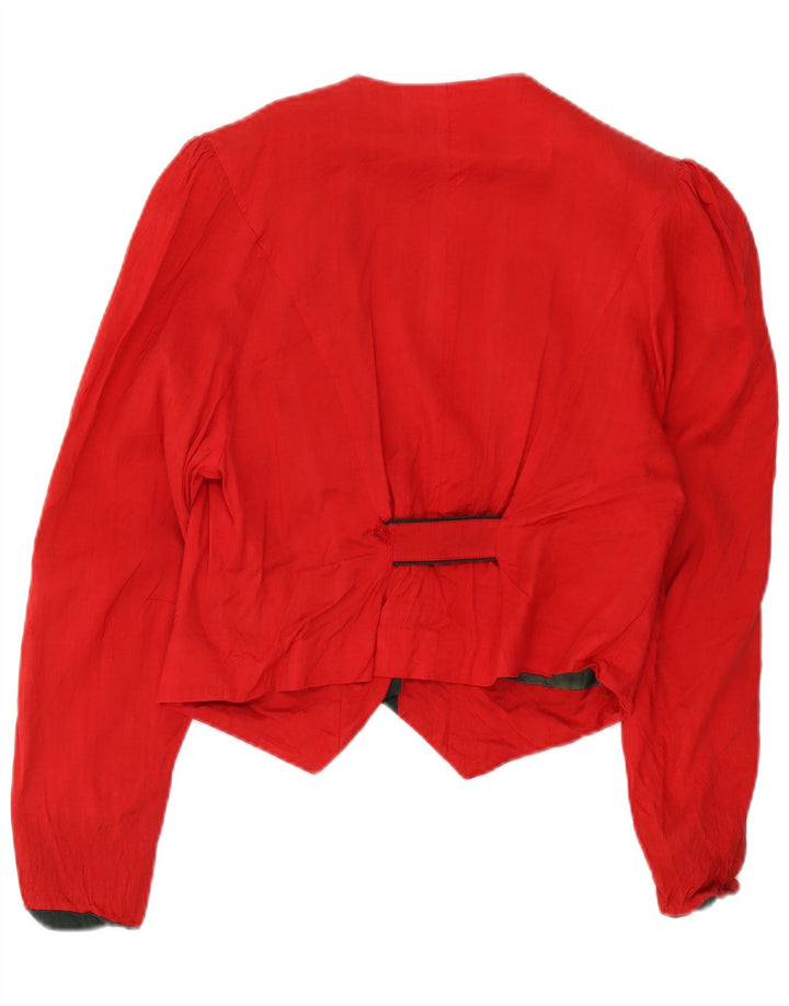 vintage Womens Crop 3 Button Blazer Jacket IT 44 Coeur en acétate rouge moyen