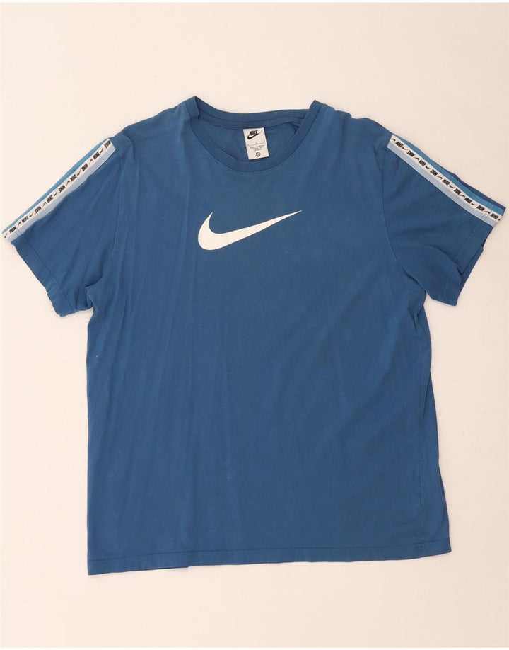NIKE T-Shirt Graphique Homme Top XL Bleu Coton