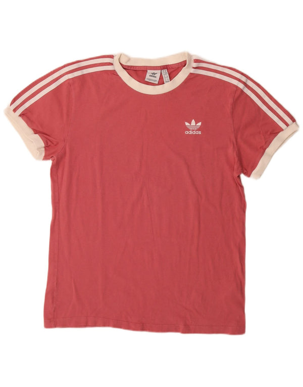 Adidas T-shirt surdimensionné pour femme UK 6 XS Rouge Colourblock Coton