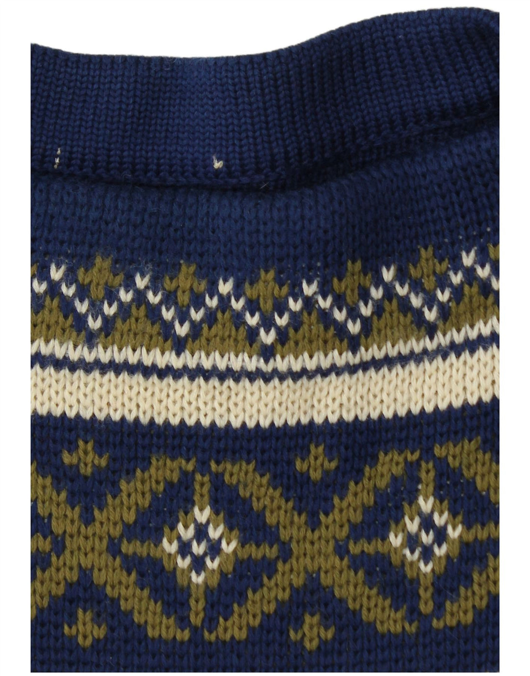 VINTAGE Pull col bateau pour homme Bleu marine moyen Fair Isle