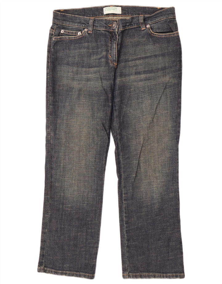 Benetton Jean Court Femme IT 44 Medium W30 L25 Bleu Marine Coton