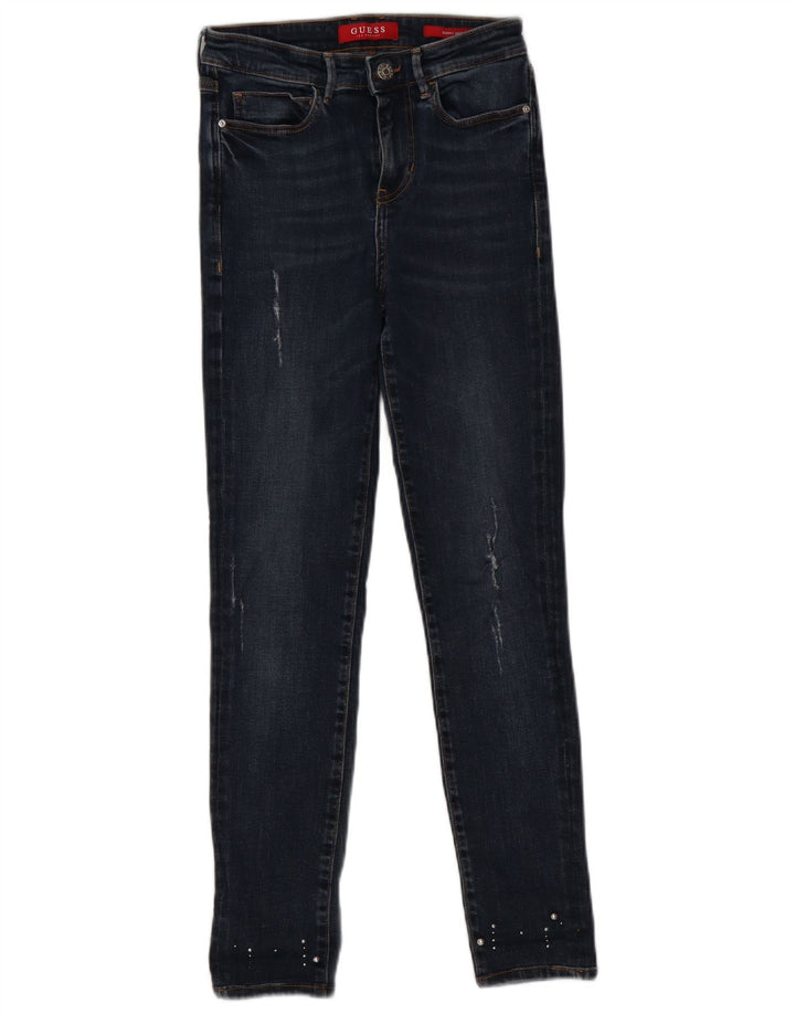 Guess Jean skinny effet vieilli W25 L26 bleu marine en polyester