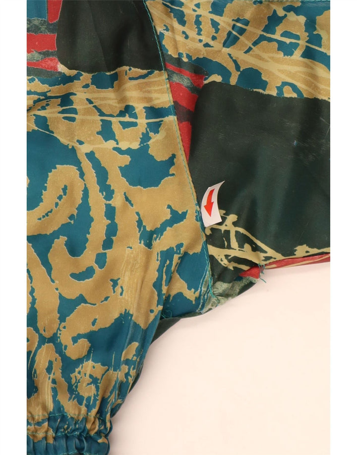 vintage Homme Coupe-Vent à Capuchon Manteau UK 38 Moyen Vert Patchwork Polyester