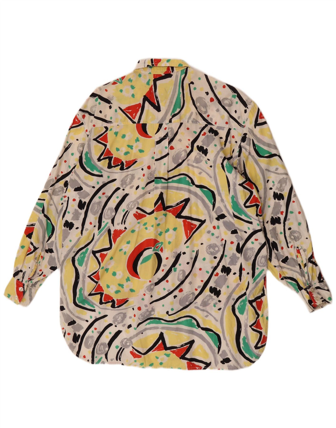 vintage Femmes Chemise surdimensionnée Blouse UK 14 Moyen Multicolore Géométrique