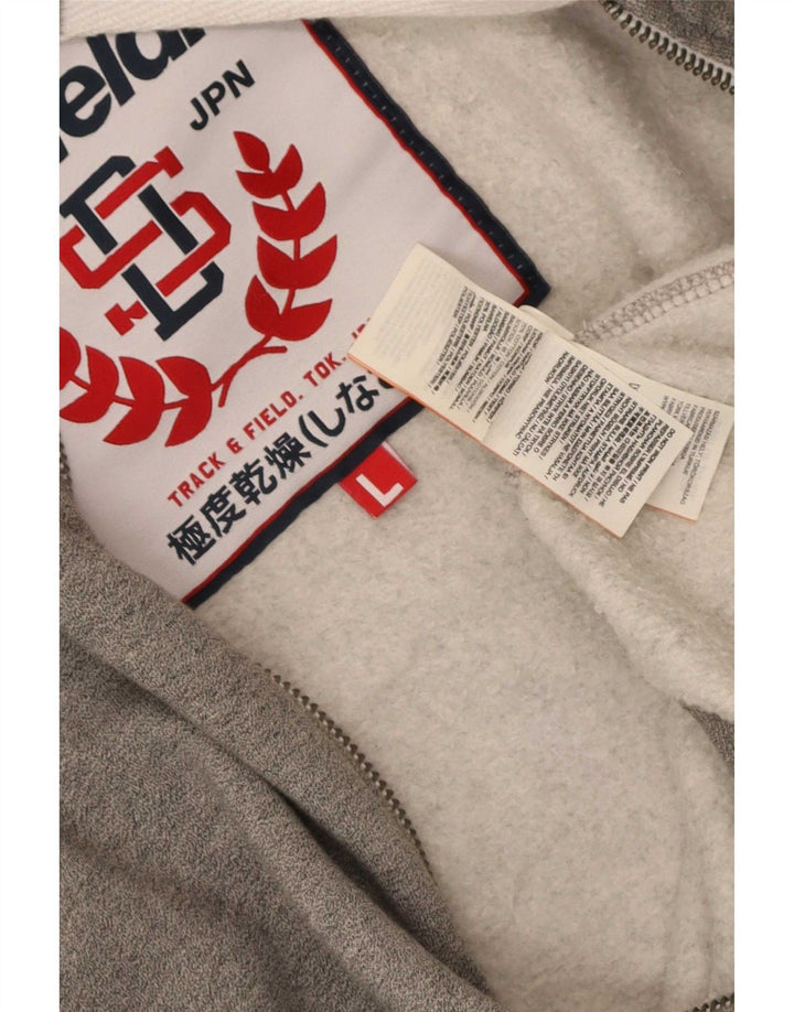Superdry Pull à capuche zippé graphique pour hommes, grand coton gris