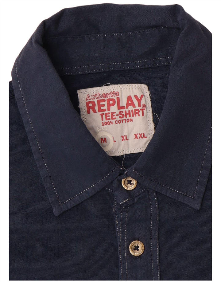 Replay Polo Homme Bleu Marine Moyen Coton