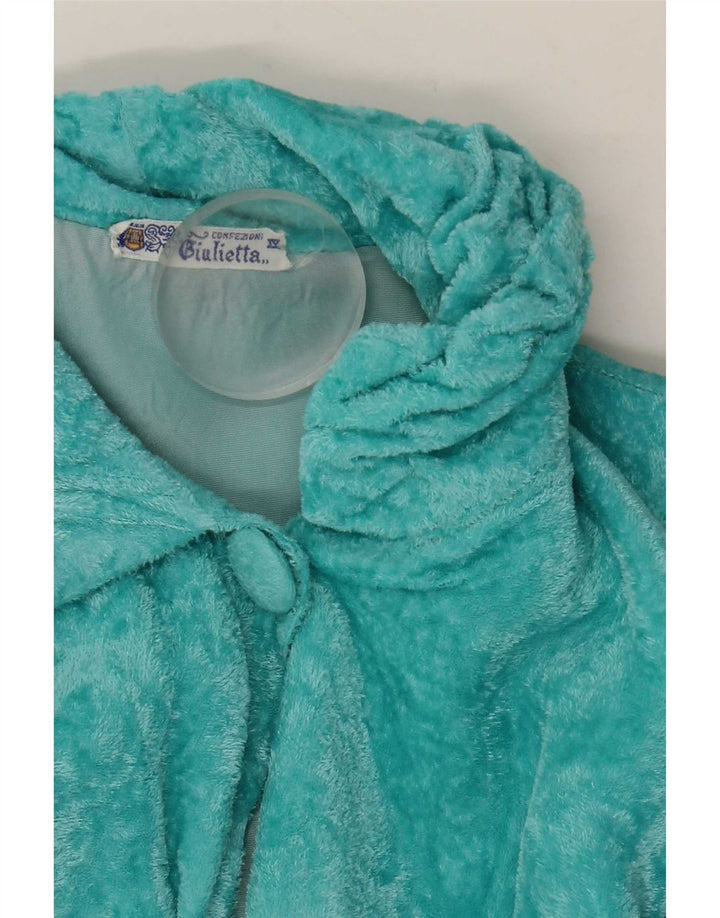 vintage Femme Velour Robe Robe UK 14 Bleu Moyen