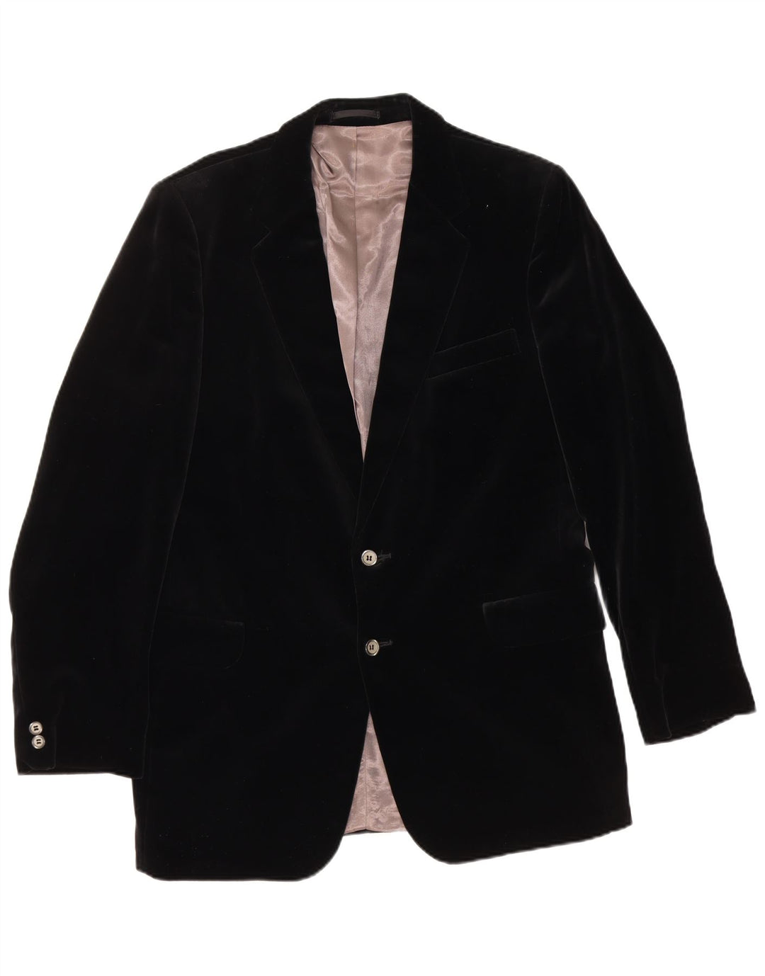 SHANNON Veste blazer en velours à 2 boutons pour homme UK 40 Large Noir
