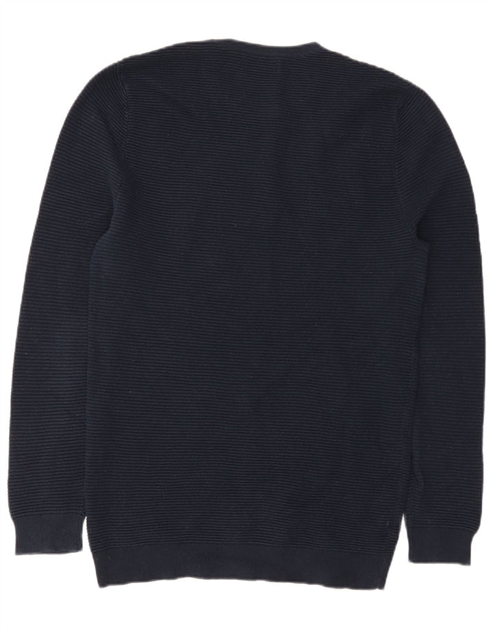 Zara Pull ras du cou pour homme, grand, bleu marine