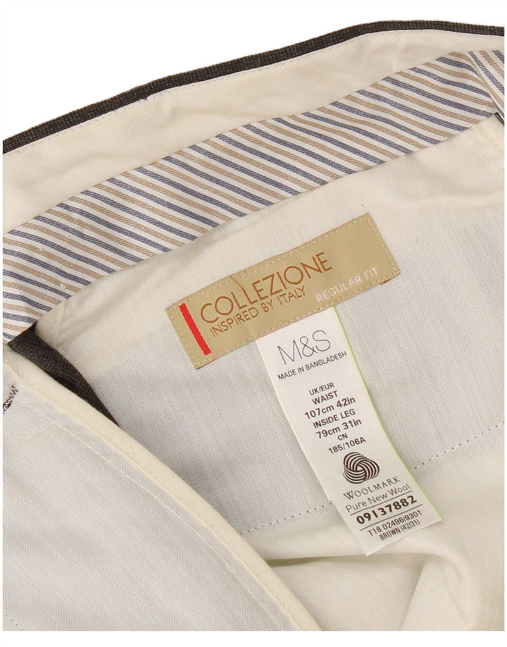 Marks & Spencer Pantalon décontracté coupe classique pour homme W42 L31 Laine noire
