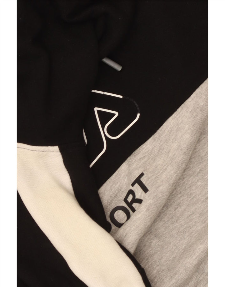 Fila Pull à capuche graphique pour homme, grand, gris color block