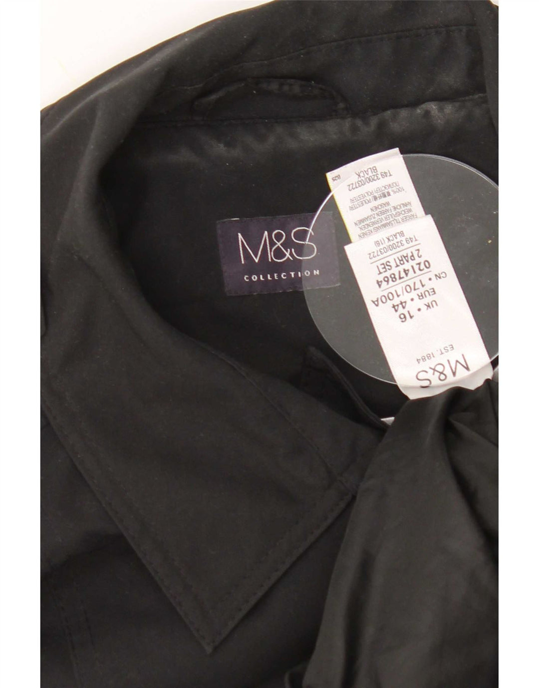 Marks & Spencer Trench-Coat Femme UK 16 Large Noir Polyester