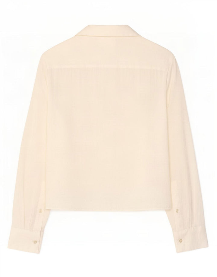 Zara Chemise Chemisier Femme UK 10 Petit Modal Blanc Cassé