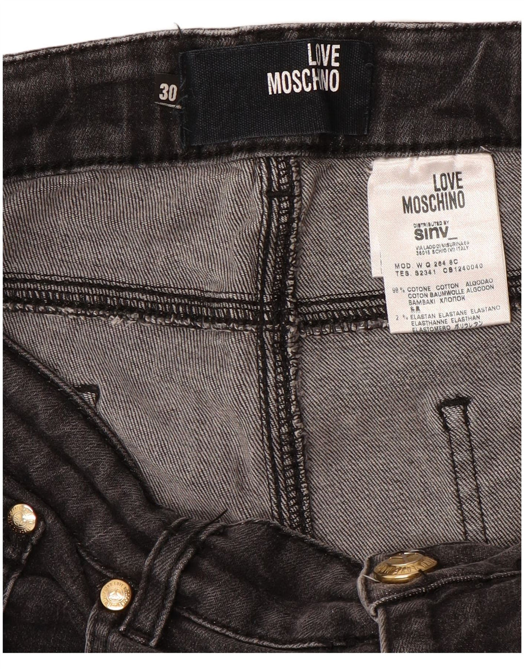 MOSCHINO Jean Droit Femme W30 L31 Noir Coton
