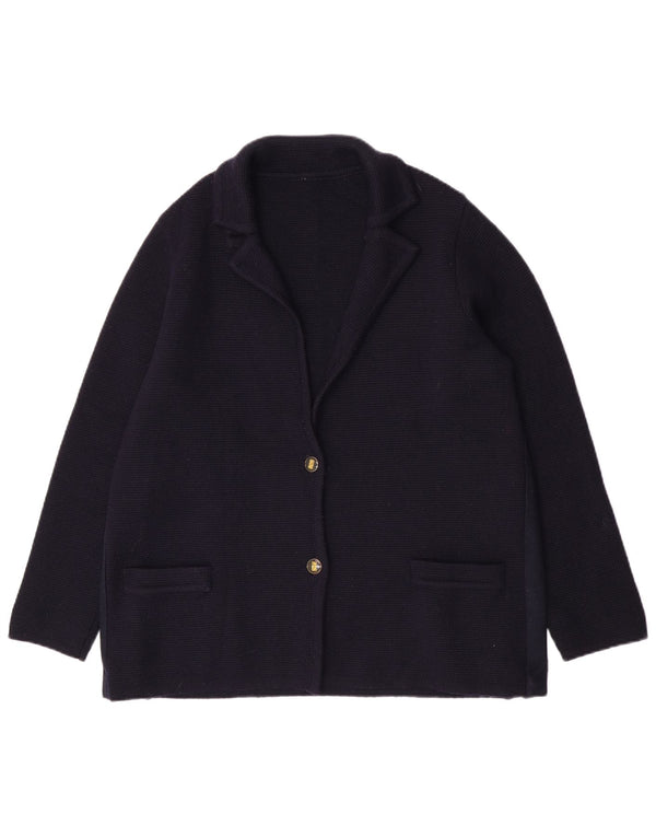 vintage Femme 2 Bouton Blazer Veste UK 12 Bleu Marine Moyen