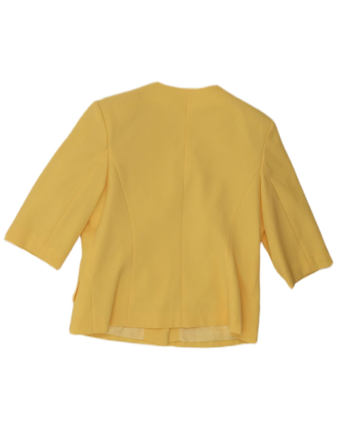 vintage Femmes 4 Boutons Manches Courtes Blazer Veste UK 12 Jaune Moyen