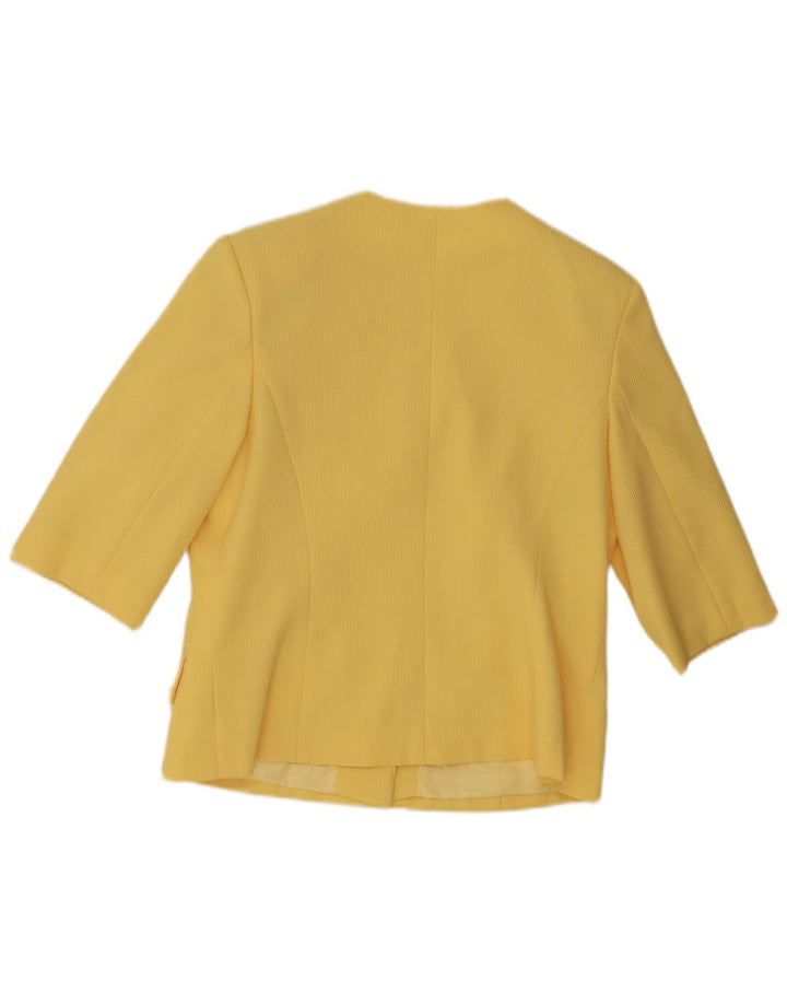 vintage Femmes 4 Boutons Manches Courtes Blazer Veste UK 12 Jaune Moyen
