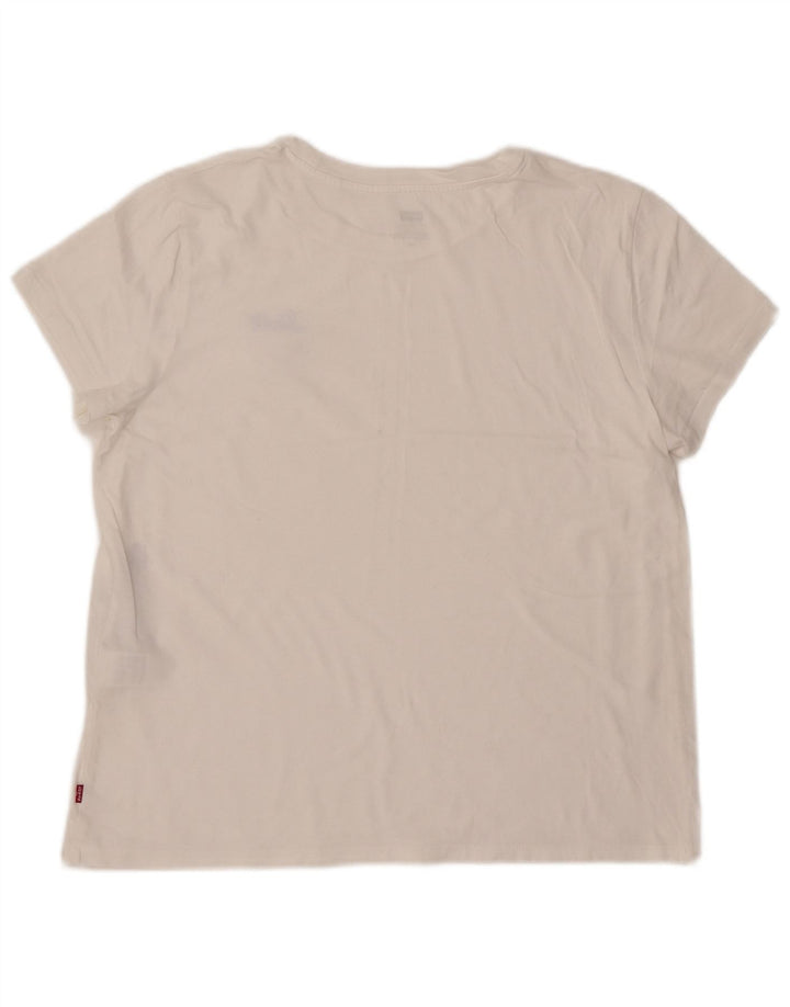 LEVI'S T-Shirt Femme UK 14 Large Blanc Coton