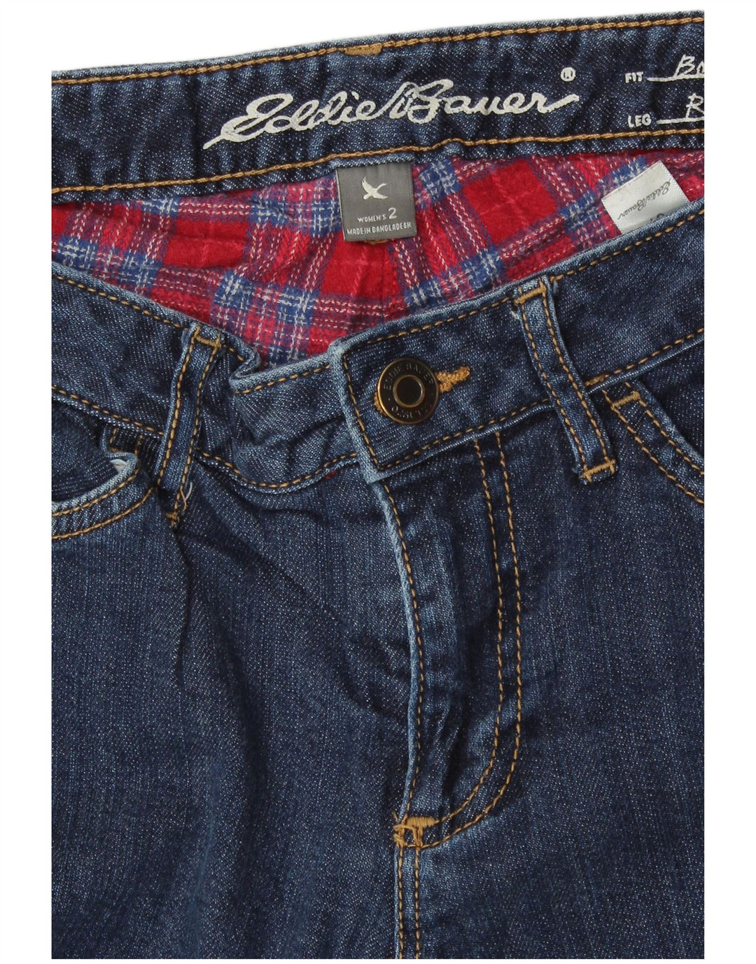 EDDIE BAUER Jean droit Boyfriend pour femme US 2 XS W27 L30 Bleu