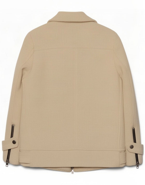 Zara Veste de motard pour femme UK 10 Petit coton blanc cassé