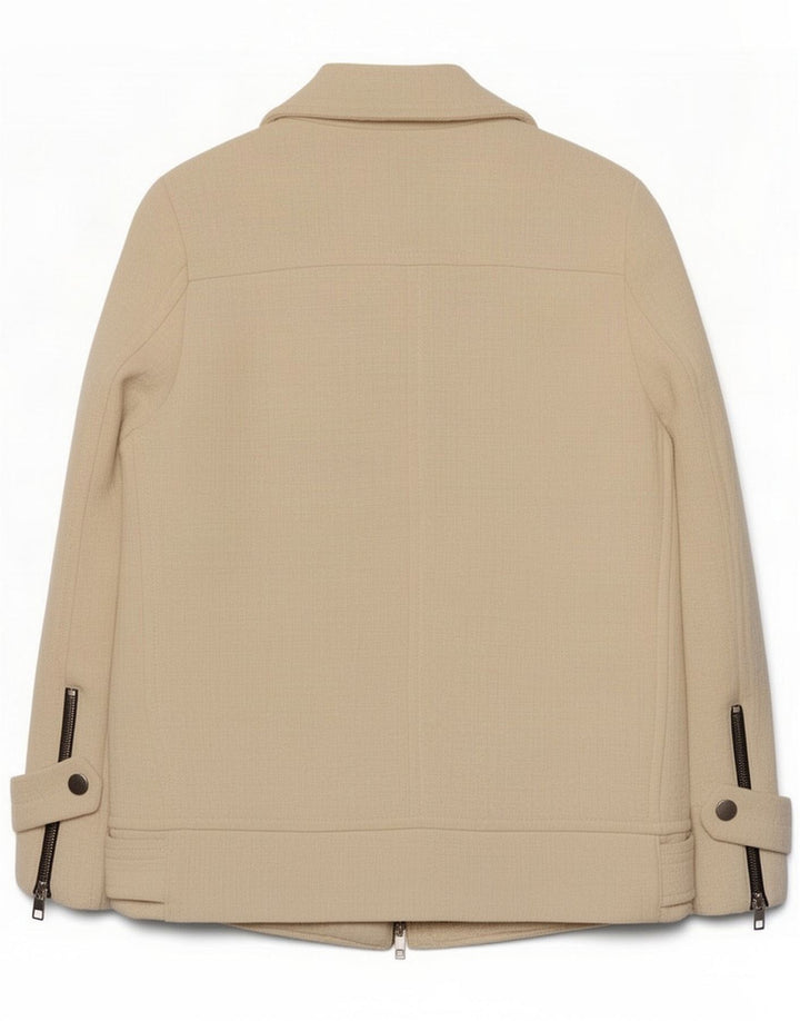 Zara Veste de motard pour femme UK 10 Petit coton blanc cassé