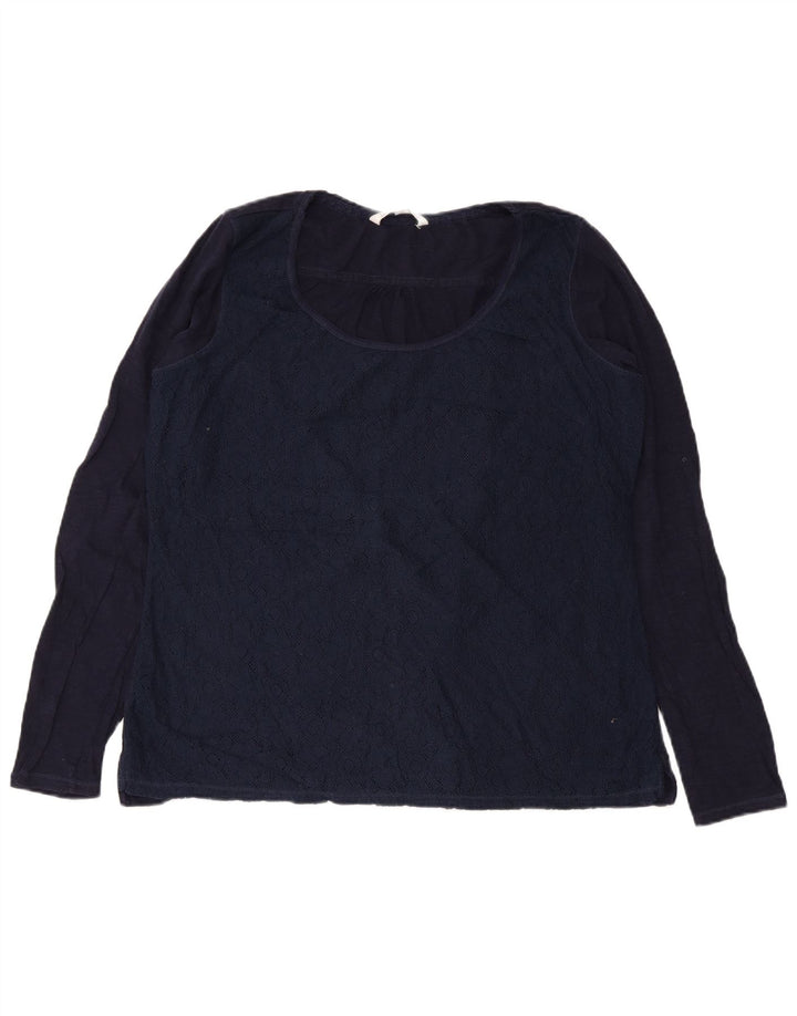 Fat Face Chemisier à manches longues pour femme UK 18 XL Bleu marine Coton floral