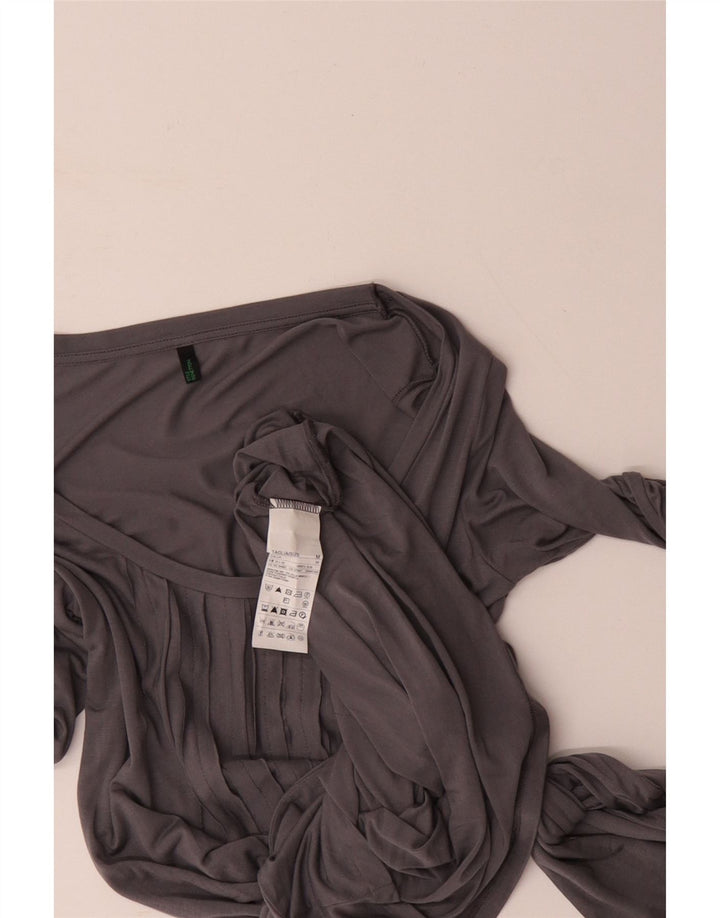 BENETTON Womens Long Sleeve A-Line Dress UK 12 Medium Grey Modal