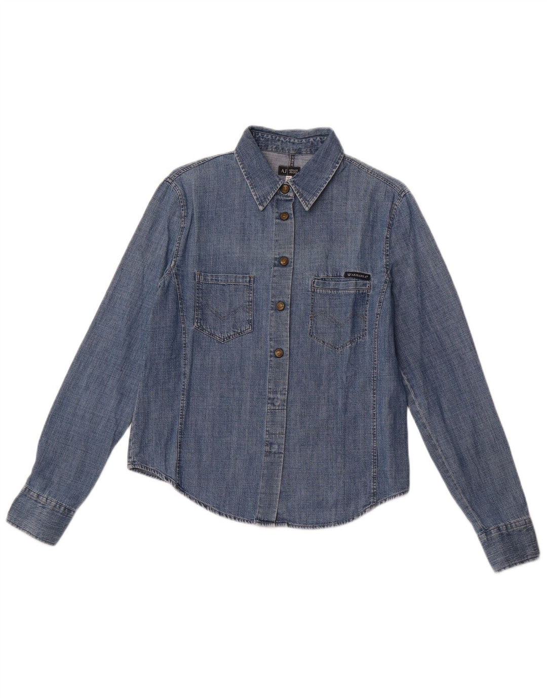 ARMANI JEANS Chemise en jean pour femme UK 14 Bleu moyen Coton