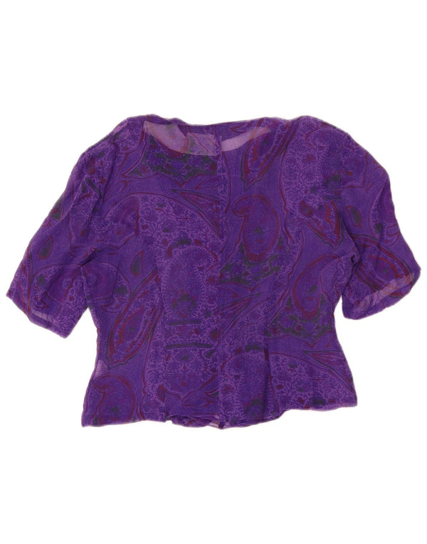 i Blues Chemisier court à manches courtes pour femme UK 10 Petit motif cachemire violet