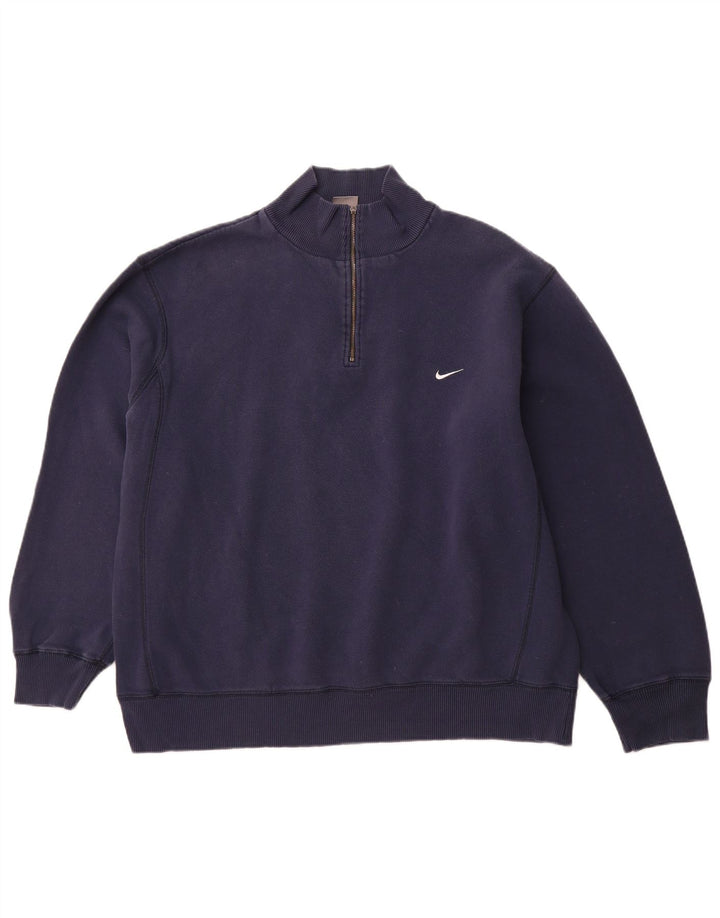 NIKE Sweat-shirt à col zippé pour homme UK 45/47 XL Bleu marine Coton