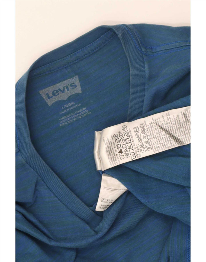 Levi's Haut à manches longues pour hommes en coton à fines rayures bleues