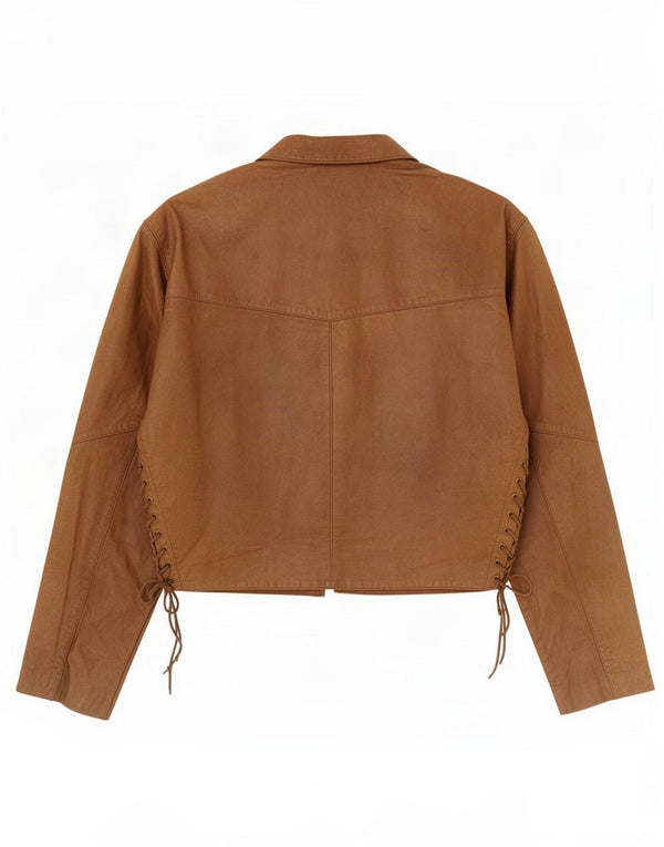 veste en cuir femme vintage UK 18 XL Marron