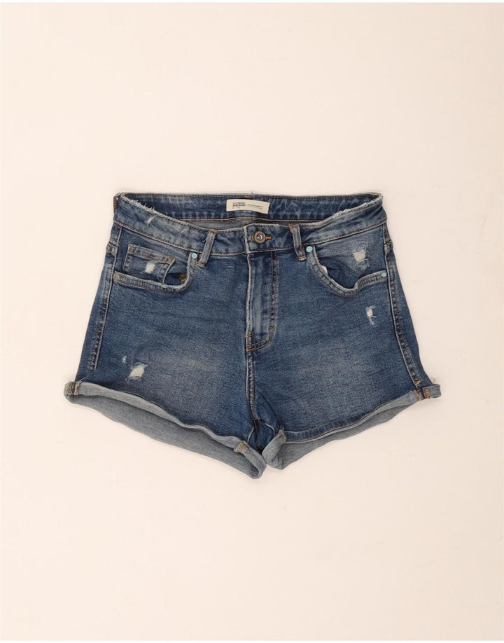 Zara Short en jean vieilli pour femme EU 36 XS W26 Bleu
