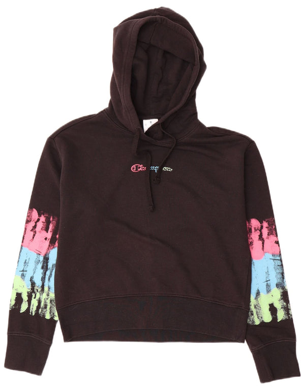 Champion Pull à capuche surdimensionné graphique pour femme UK 10 Small Noir