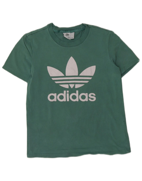 Adidas Womens Graphic T-Shirt Top UK 8 Petit Vert Coton