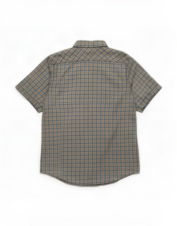 Marlboro Classics Chemise à manches courtes pour hommes, coupe personnalisée, carreaux bleu moyen