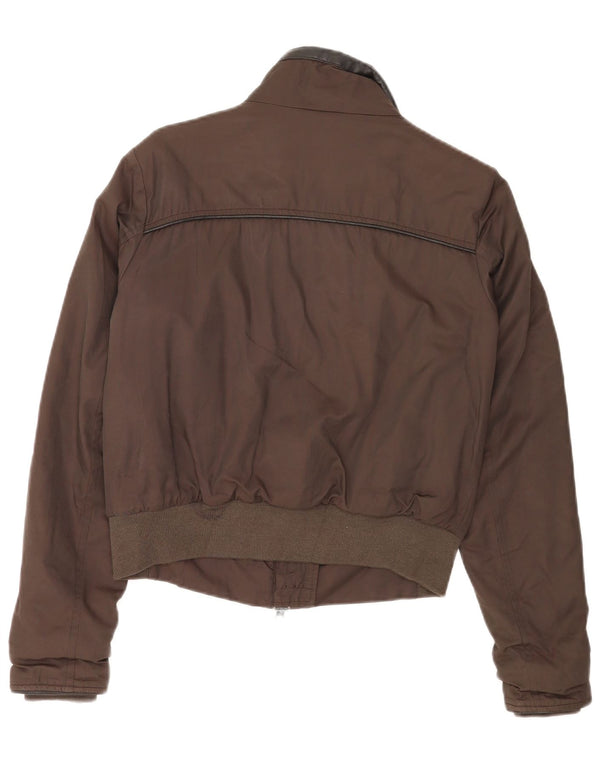 Refrigue Veste Bomber Courte Femme UK 12 Coton Marron Moyen