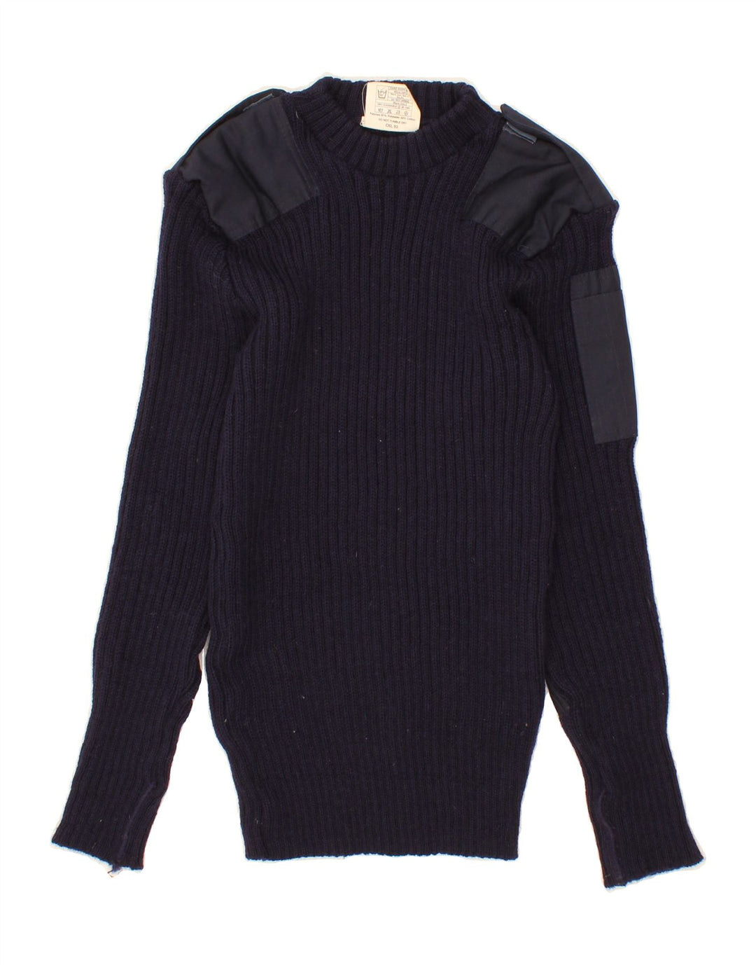 VINTAGE Mens Crew Neck Jumper Sweater IT 48 Medium Navy Blue Polyester Vintage Vintage and Second-Hand Vintage from Messina Hembry 