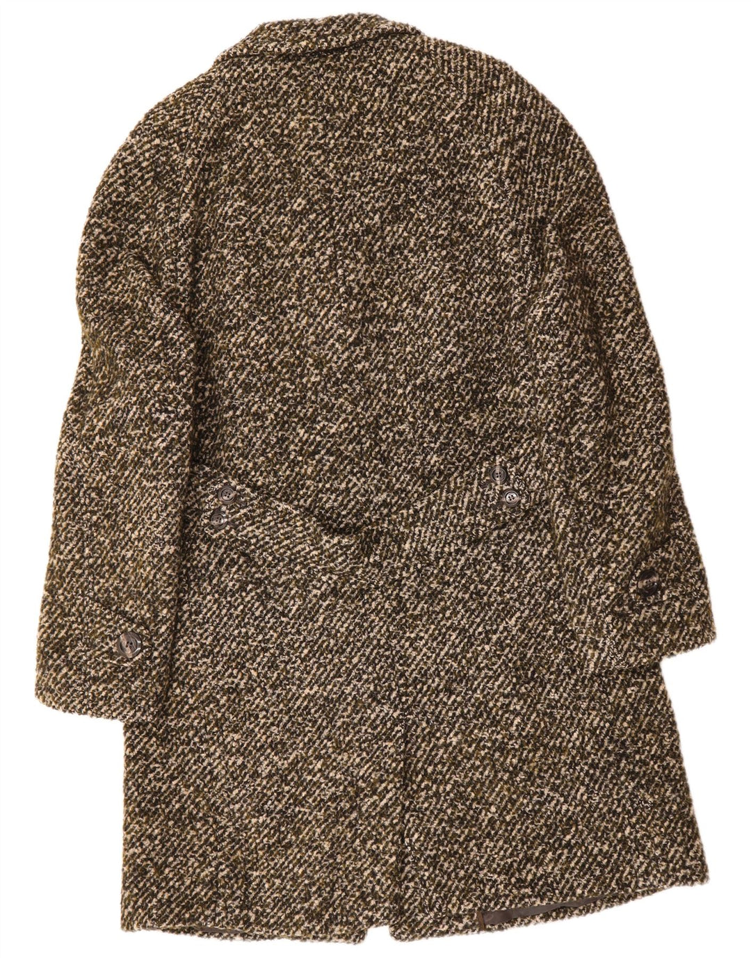 VINTAGE Manteau Homme UK 38 Laine Mouchetée Kaki Moyen